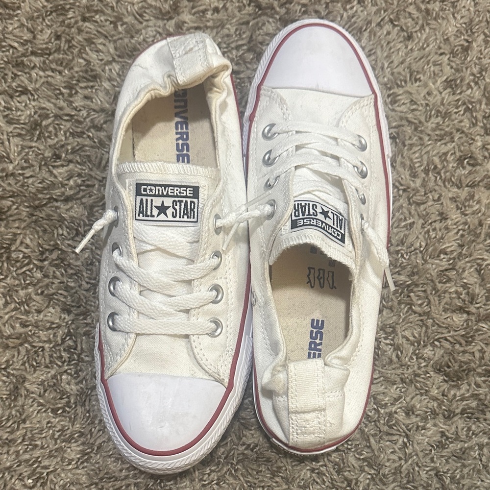 Converse Women’s White Sneakers with Red Trim